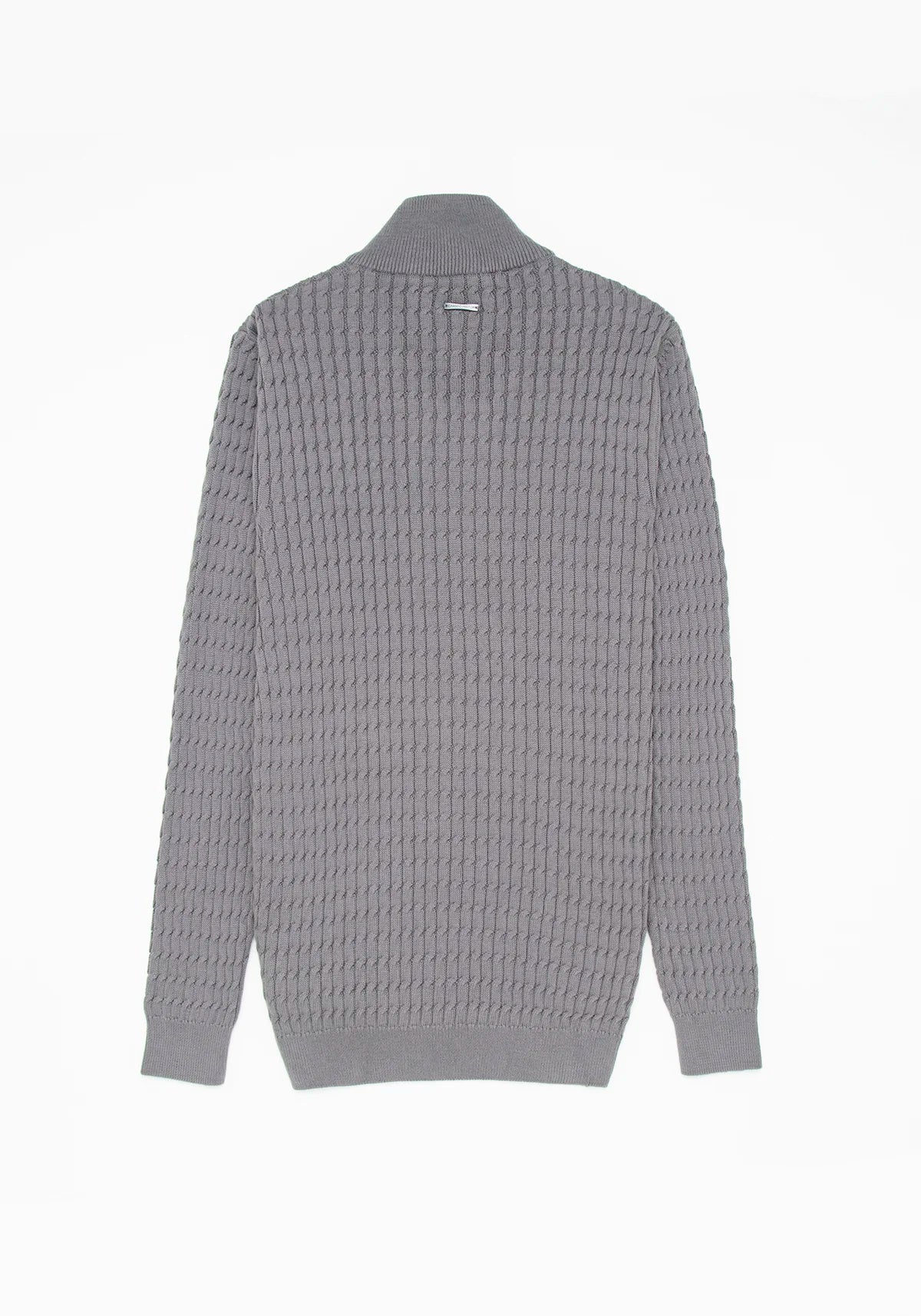 Saco Trenzado Half Zip Algodón Gris Oscuro